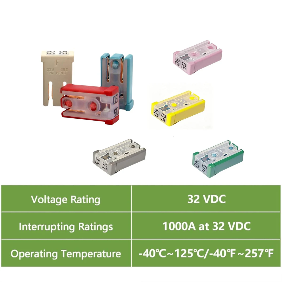14/28Pcs Slotted Car 15A 20A 25A 30A 40A 50A 60A 32V Mini Shape Cassette Fuse Kit