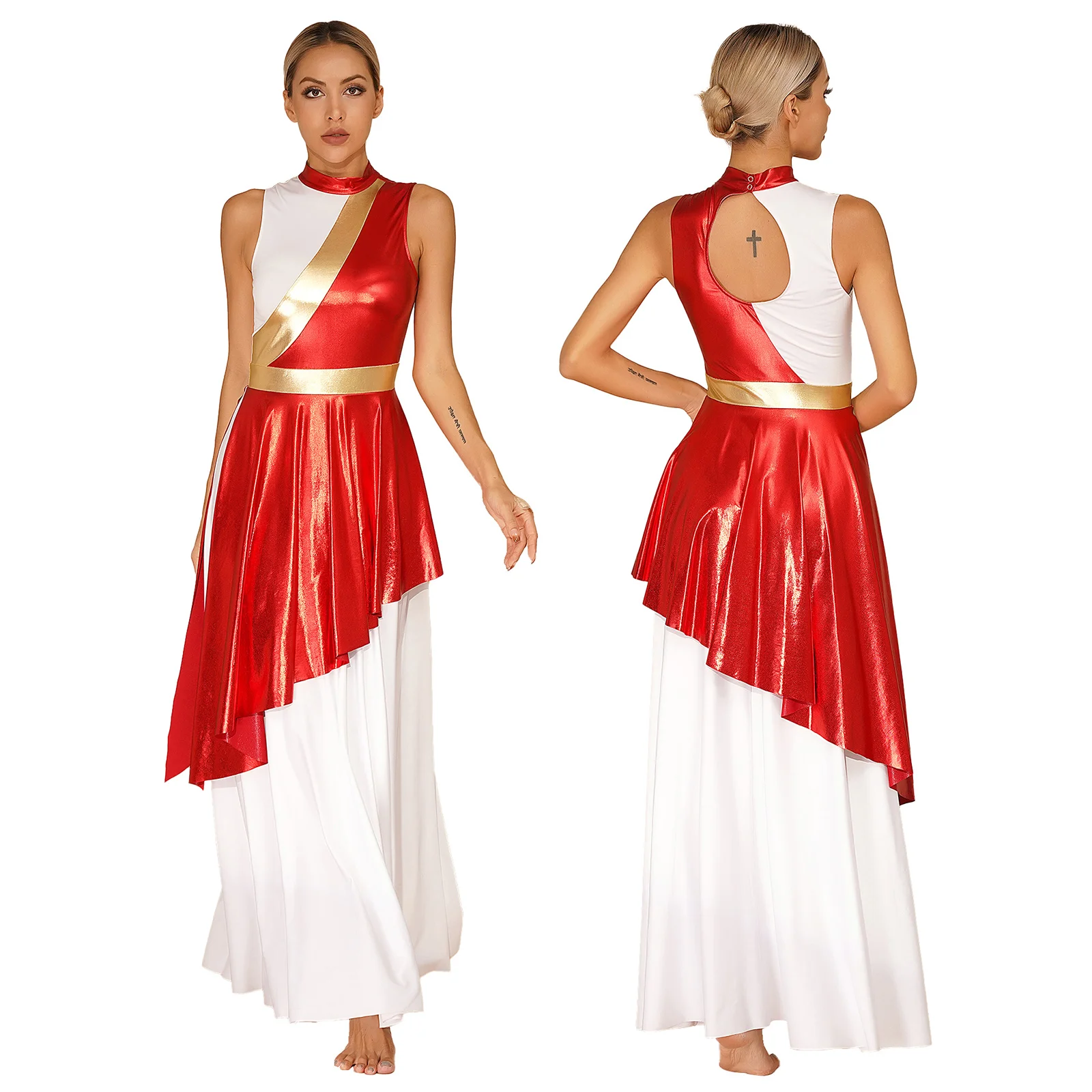 thumbnail image 1 of Vestido de baile de salón para mujer, moderno, lírico, para baile de graduación, baile de vals, coro, alabanza litúrgica cristiana, disfraz de adoración en la iglesia, 1 of 5