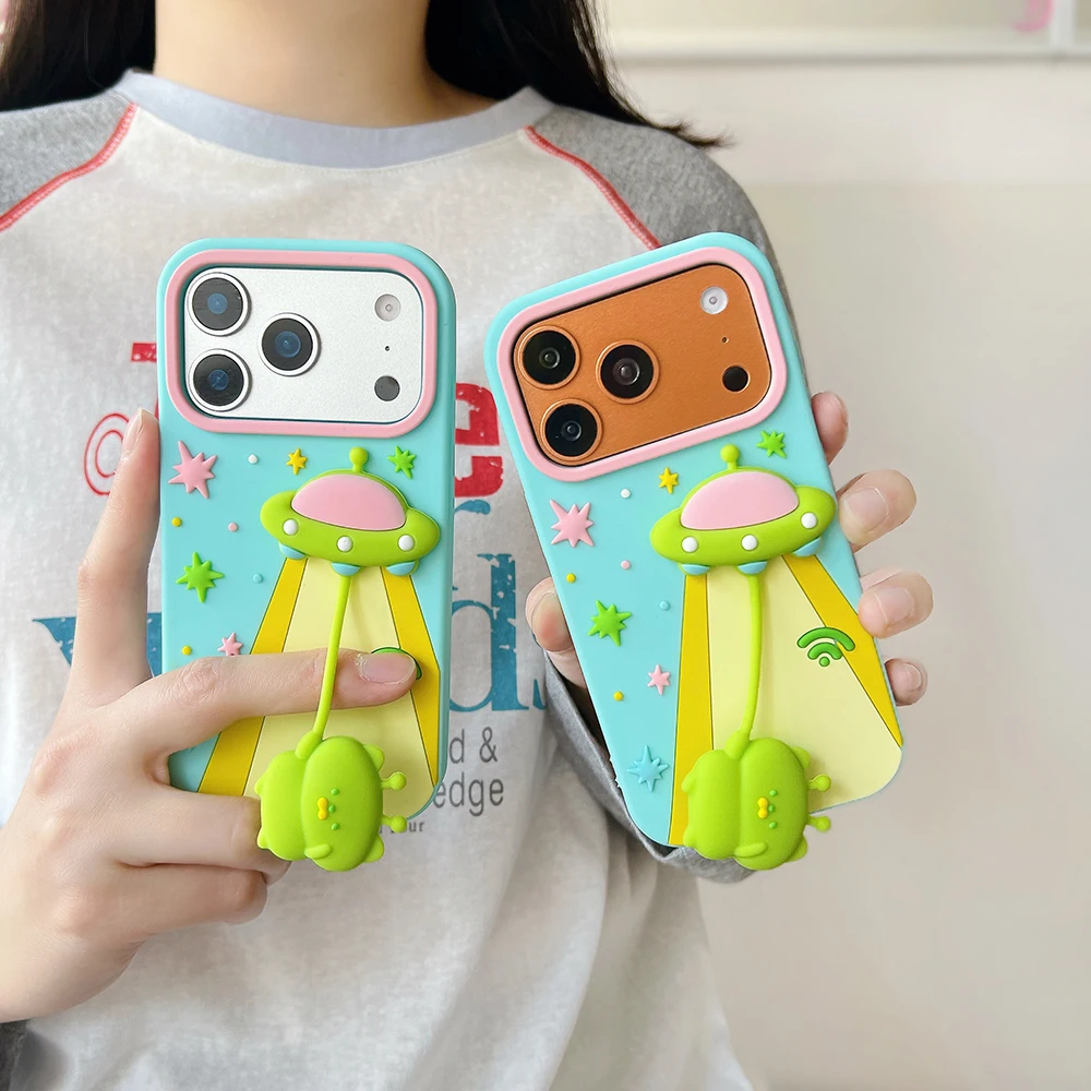 3D Spaceship Hakimi Phone Case with Pendant - Soft Silicone Shockproof Cover, Fun Design