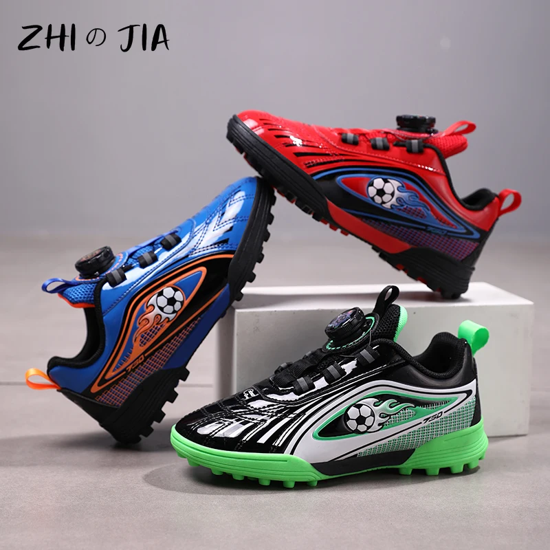 Children's Rotary Buckle Sneaker Boys Girls Professional Training Football Shoes Anti Slip Lightweight Fashion Football Footwear