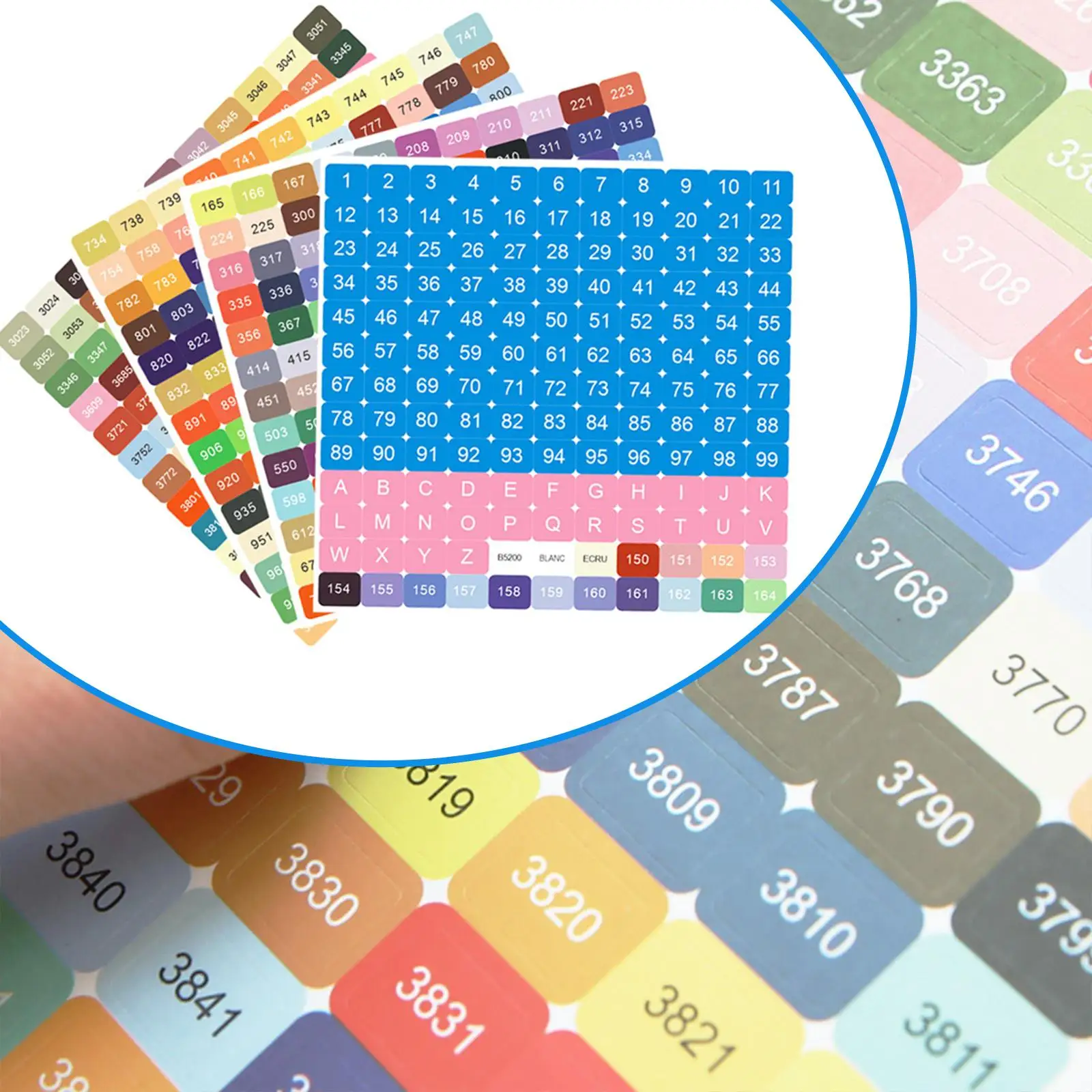 447 DMC Color Number Label Stickers Storage Grid Embroidery Cross Stitch