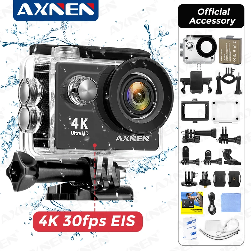 Câmera de ação esportiva subaquática impermeável ao ar livre, câmera grande  angular, WiFi, 8 milhões de pixels, 4K, UHD, 1080p, 98 pés - AliExpress