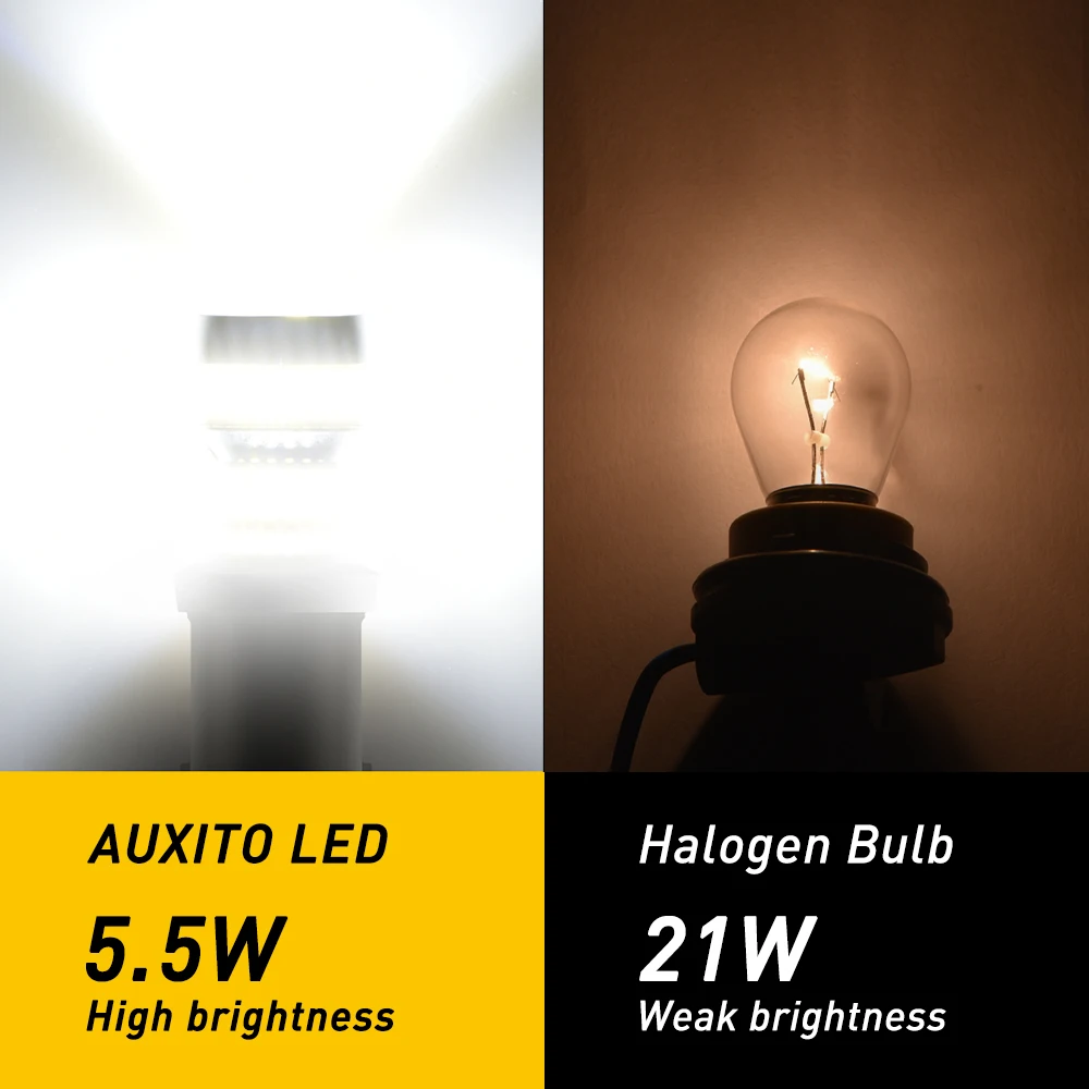 AUXITO 2X P21W BA15S LED  1156 BAY15D 1157 P21/5W ְ     6000K ȭƮ ڵ   DRL