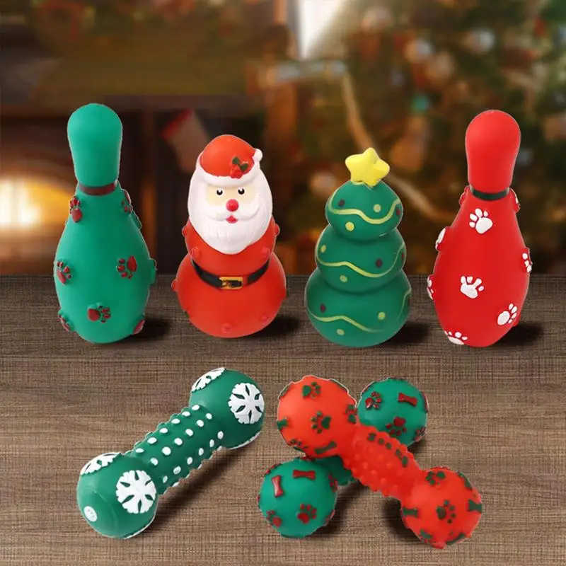 

Dog Chew Toy Christmas Theme Teething Toys Interactive Toy Dog Game Indoor Playing Supplies Dog Squeaky Tooth Grinding Stick