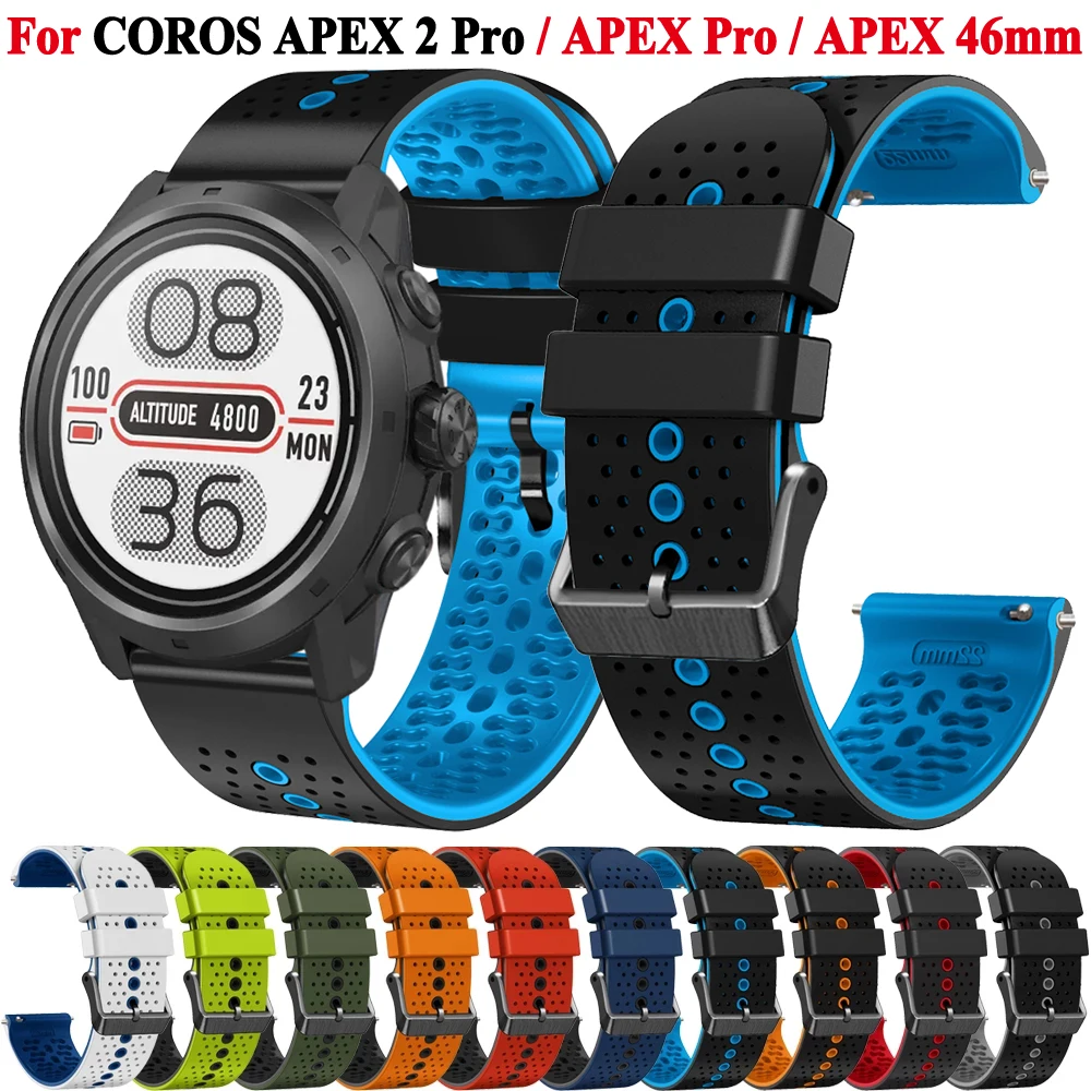 

22mm Sports Silicone Strap For Coros Pace 3 Apex 2 Pro Apex Pro Apex 46mm Band Bracelet Replace Smartwatch Wristband Accessories