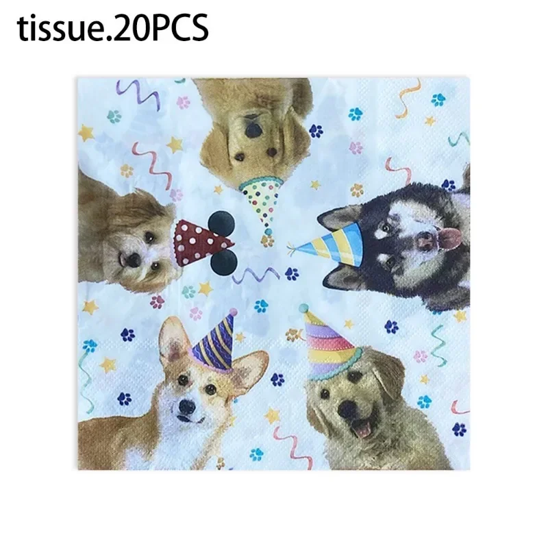 Pet Dog Printed Paper Napkins 10/20pcs 33*33cm 2-Ply Children's Pet Themed Party Napkins Decorative Paper Placemats