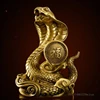Animal Mascot Snake Sculpture Creative Brass Crafts Chinese Style Indoor, Living Room, Office, Bedroom, Buddhist Hall Decor, 1Pc 1