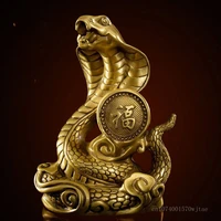 Animal Mascot Snake Sculpture Creative Brass Crafts Chinese Style Indoor, Living Room, Office, Bedroom, Buddhist Hall Decor, 1Pc 1