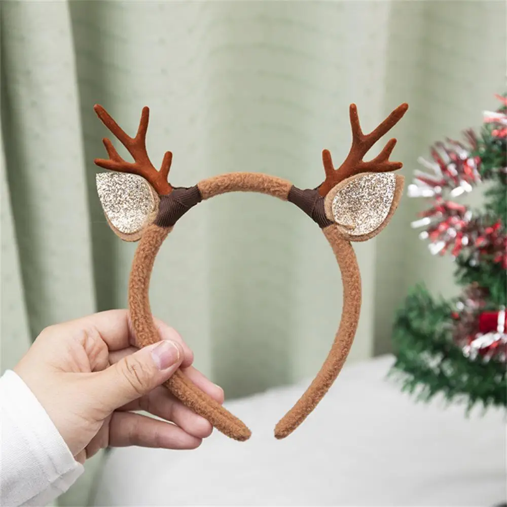Description Picture 2 of itemChristmas Headband Reindeer Antlers Horn Flower Hair Band Clasp Headwear for Kids Adult New Year Navidad Party Halloween Cosplay