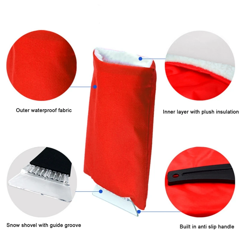 Ice and Snow Shovel Plush Warm Gloves Cleaning Ice Scraper Removal Tool for Auto Window Outdoor Winter Tools Car-styling