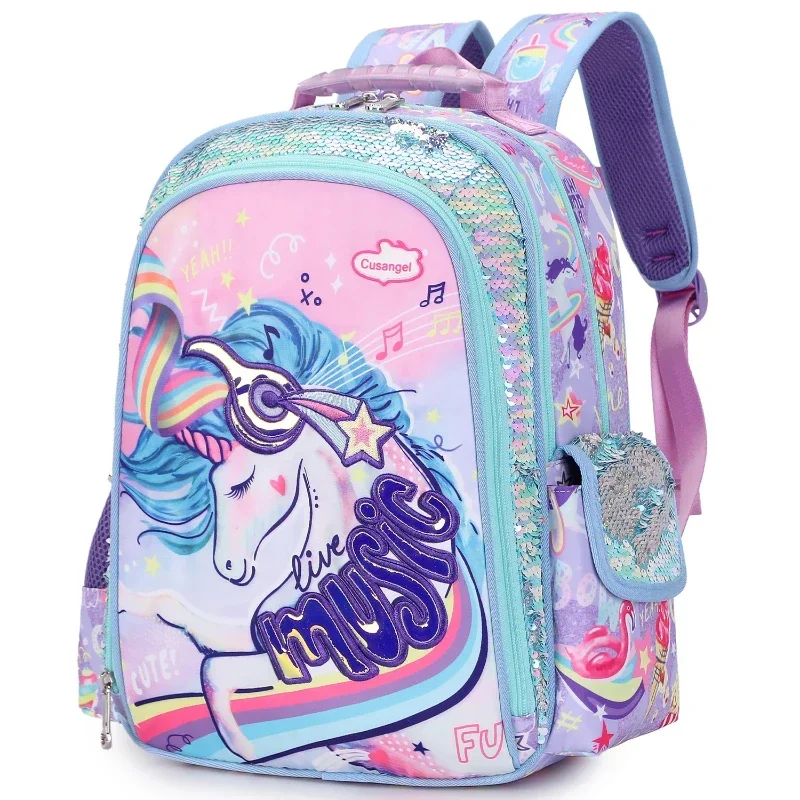 

Школьный рюкзак для книг с блестками, детские школьные ранцы для девочек и мальчиков-подростков, рюкзак с единорогом и динозавром в стиле аниме, контейнер для обеда