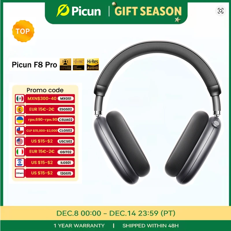 Picun F8 Pro ANC Wireless Headphones Head Tracking 3D Spatial