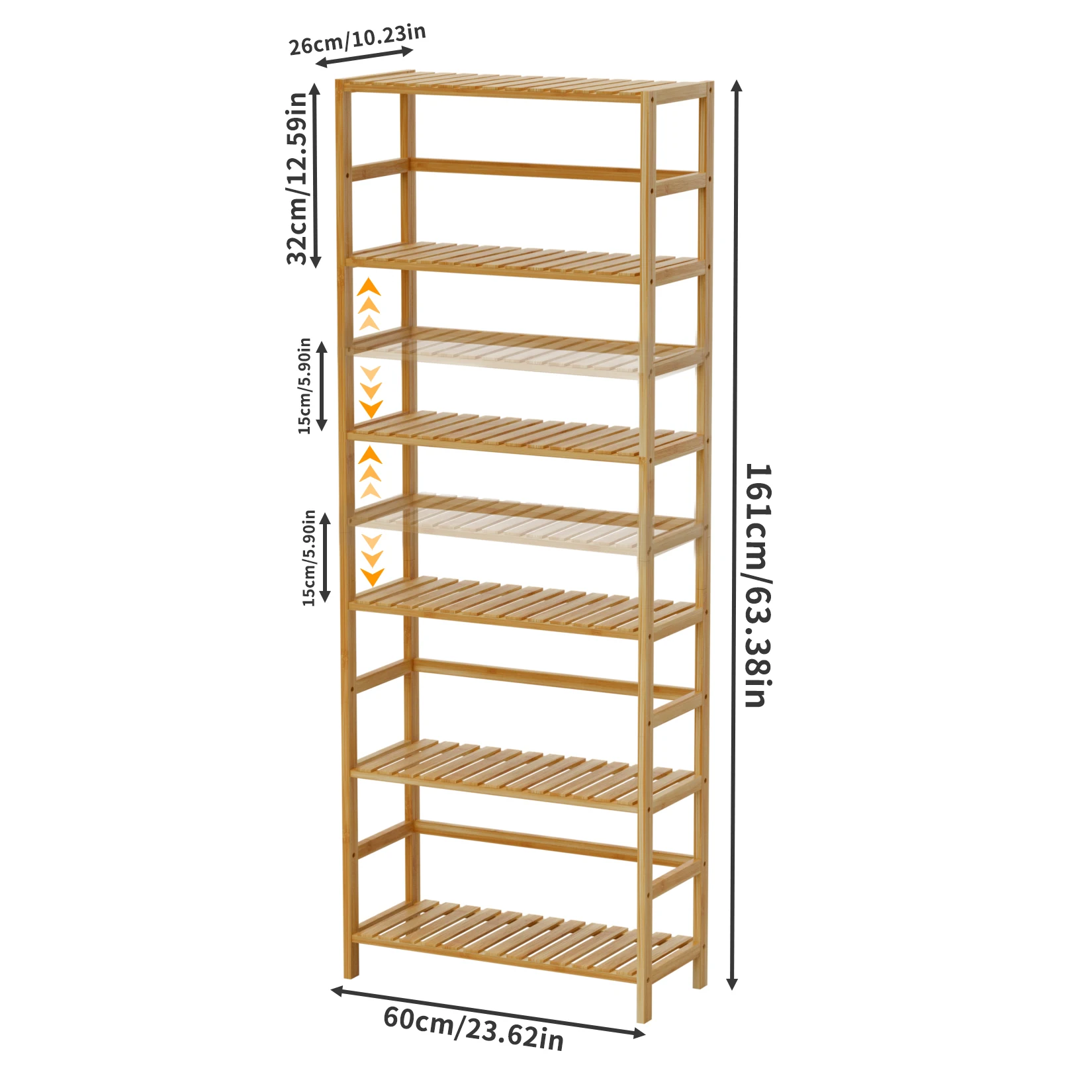 Wisfor Adjustable Bamboo Shelving Unit — 6 Tiers