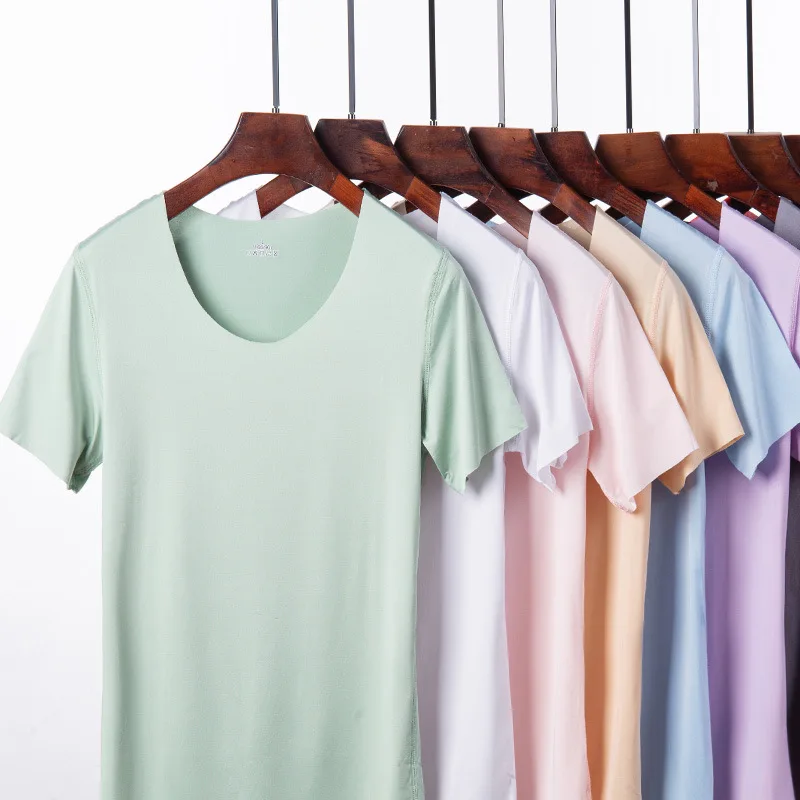 M-5Xl Summer Ice Silk Tshirt Donna Cool Underwear Top Sexy Vest Canotte Maschio Manica Corta T-Shirt Bottoming Shirt Seamless Tee