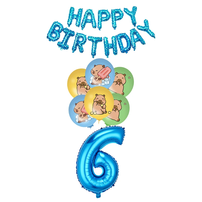 Neue Cartoon Capybara Thema Geburtstag Partei Liefert Dekoration Geschirr Set Banner Platte Tasse Ballon Geburtstag Mädchen Party Gefälligkeiten – Detail 30