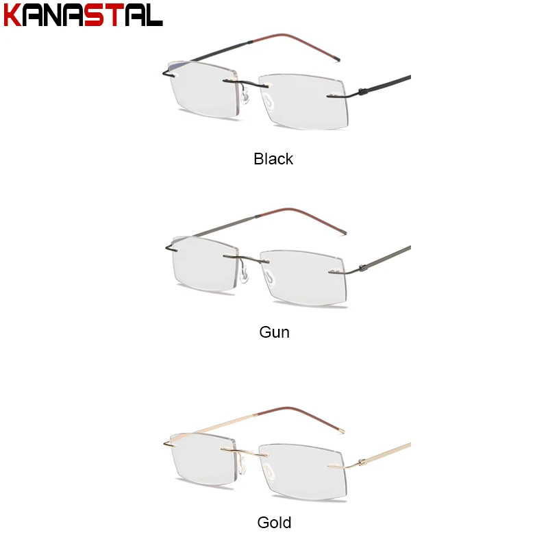 Men Anti Blue Light Blocking Reading Glasses Metal HD Lens Ultralight Frameless Eyewear Women Hyperopia Presbyopic Glasses +4.0 images - 6