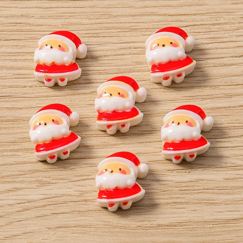 10 Stück 10x12mm Cartoon-Weihnachtsmann-Cabochons aus Kunstharz für die Schmuckherstellung, DIY-Haarschmuck und Bastelzubehör
