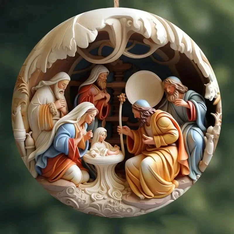 Christmas Souvenirs Religious Decorations Creative Jesus Family Scenes Christmas Tree Decorations Hanging Ornaments