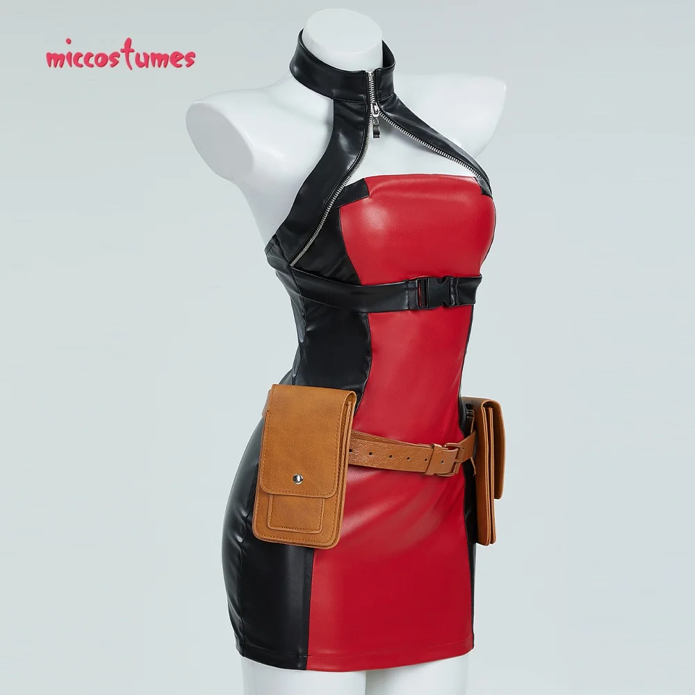 Damen Kostüm Superheld Cosplay Rennanzug Set Kleid und Jacke mit Augenklappe 14