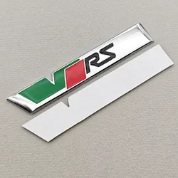 Premium 3D Metal RS Logo VRS Car Emblem and Trunk Badge (Sticker Silver Black)
