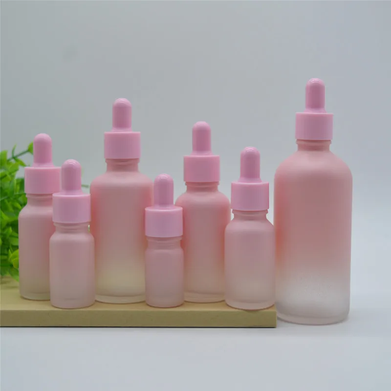 

15pcs Glass Dropper Bottle 5ml-100ml Essential Oil Pink Aromatherapy Liquid Pipette Bottle Refillable Bottles Travel