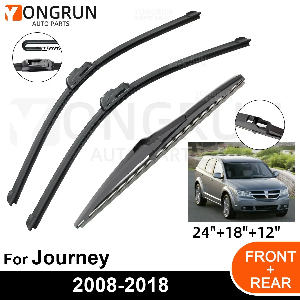 

Щетка стеклоочистителя Автомобильная резиновая для Dodge Journey 2008-2018, 3 шт.