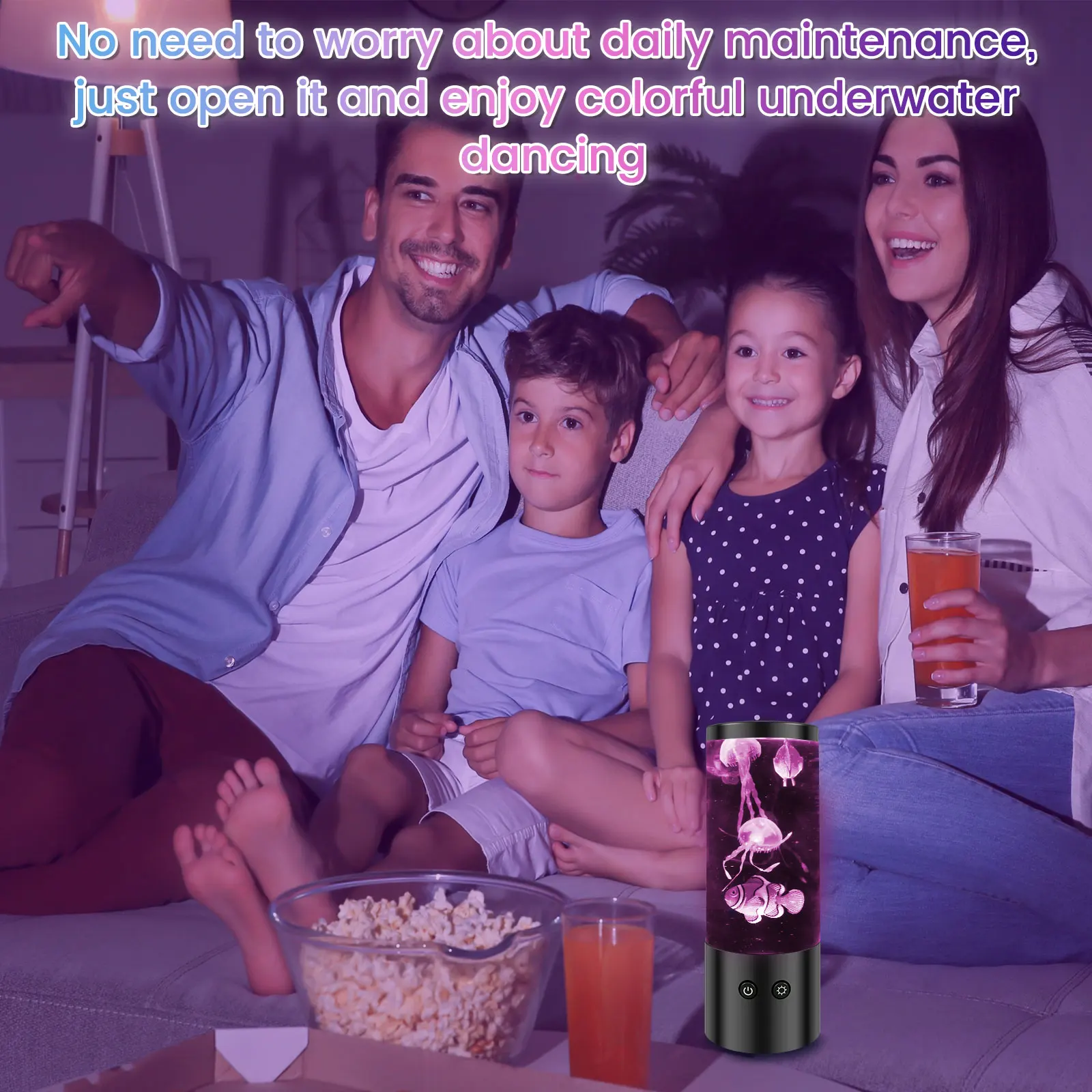 Jellyfish Lamp Rechargeable Decorative Aquarium Night Light LED Jellyfish Lamp Bedroom Nightlight for Office Room and Home Decor