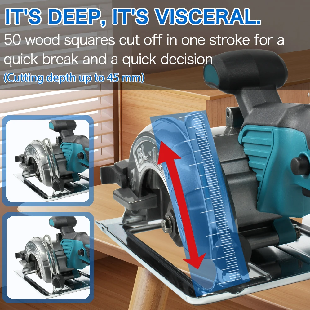 Brushless Circular Saw 125mm Cordless Electric Saw Adjustable Wood Cuttiing Machine Handheld Woodworking Saw for Makita Battery 4