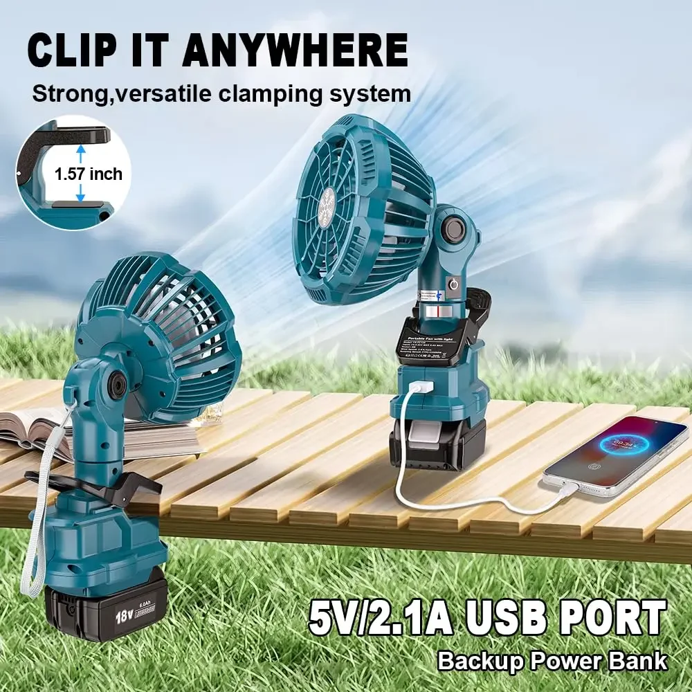 Tragbarer Clip-on-Ventilator für Bosch 18 V Akku, Leise akku ventilator