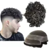 Toupee for Men Hollywood Prosthesis European Virgin Human Hair Units Curly Wave Men Toupee Hair Real Human Replacemet 1