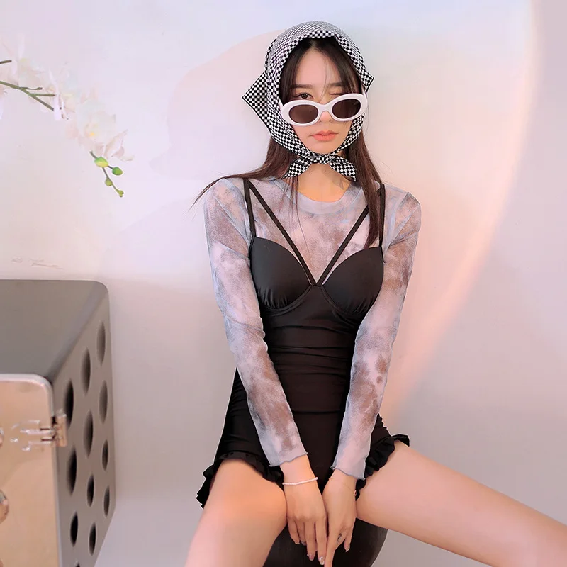 

Женский слитный пляжный костюм wisuносил из двух предметов, новый стиль 2023 года, накидка на живот, корейская мода, популярная весенняя одежда для плавания