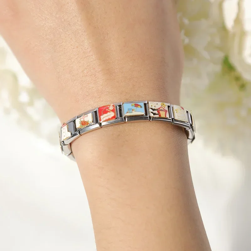 9mm Width Original Daisy Cake Jesus Christmas Lovers Police Italian Charm Fit Bracelet Stainless Steel Link Making DJ43
