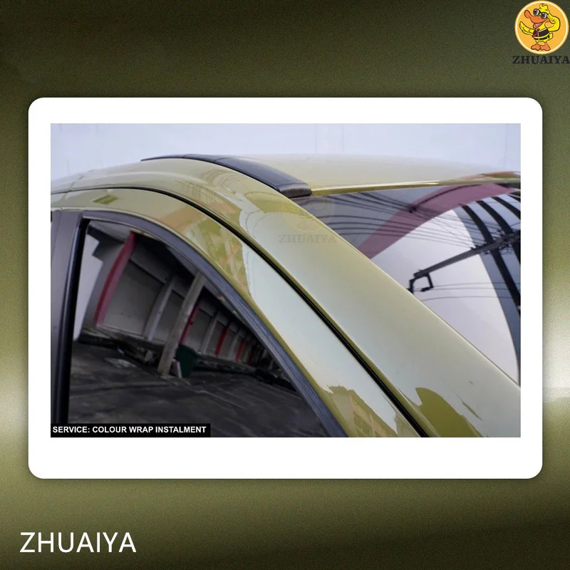 ZHUAIYA 하이퍼 글로스 메탈릭 배틀 그린 비닐 랩 필름, 자동차 랩핑용, 버블 프리, 쉬운 설치, 1.52x18M