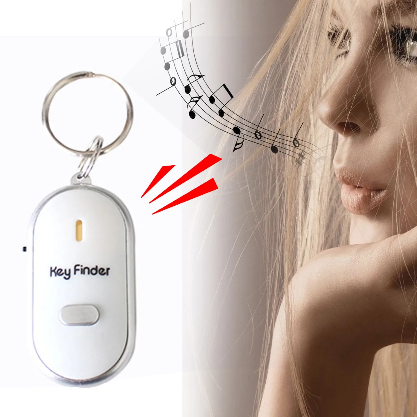 Key Finder Sound Control LED Light Whistle Keychain
