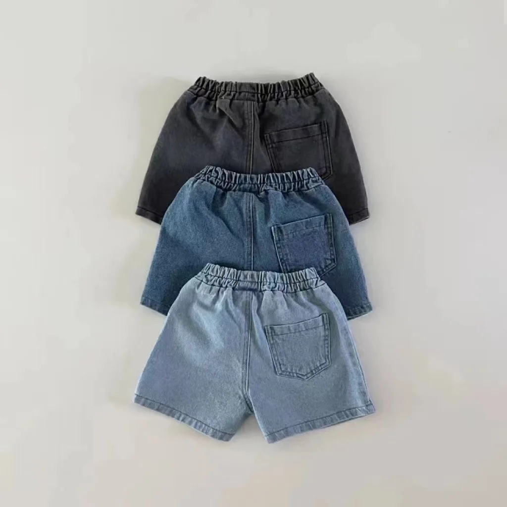 Summer Baby Denim Shorts Solid Boys Girls Pocket Pants Infant