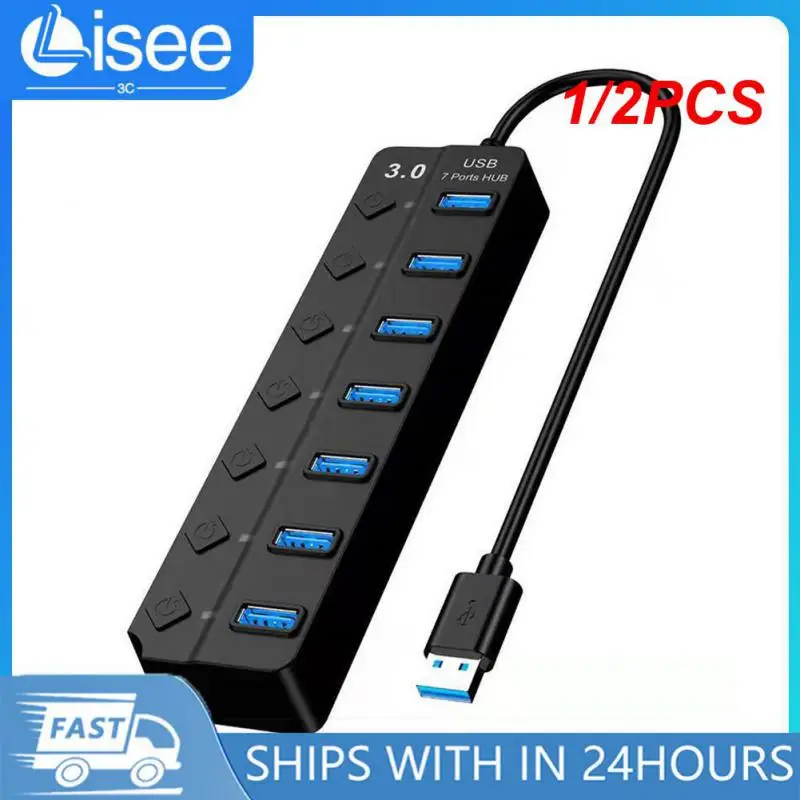 1/2Pcs Hub 3.0 Hub Usb 2.0 Hub Splitter Multi Usb Usa Adattatore Di Alimentazione 4/7 Porte Hub Usb 3.0 Espansore Multiplo Con Interruttore 30Cm