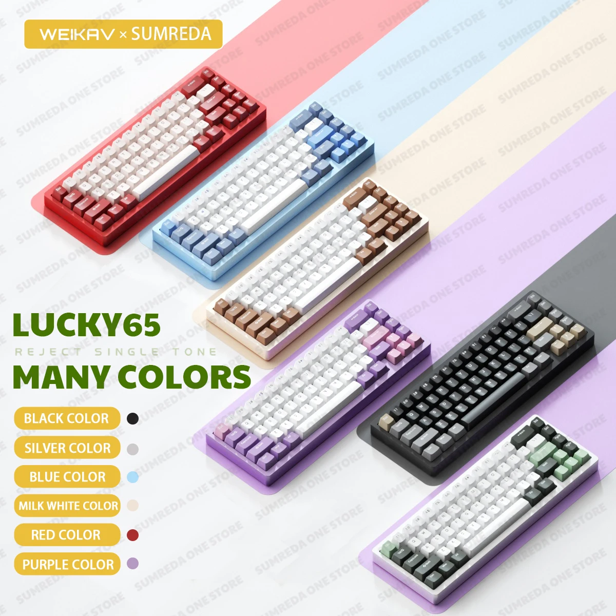 SUMREDA Sugar65 V2 Lucky65 Mini Custom Wireless Aluminum Mechanical Keyboard Kit RGB Bluetooth Wired Gaming Hotswap Keyboard