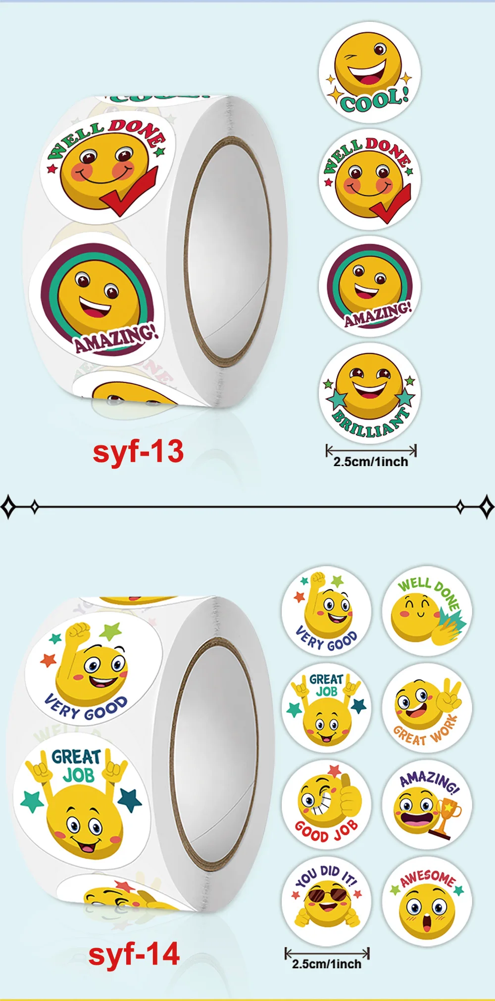 Smile Face Sticker Kids Reward Sticker Yellow Dots Labels Happy Animal Sticker  Kids Toys School Teacher Student Stationery - AliExpress