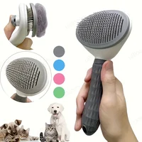 One-Click Pet Hair Removal Comb for Effortless Grooming of Dogs and Cats - Float Hair Removal Slicker Brush with Automatic Funct 1