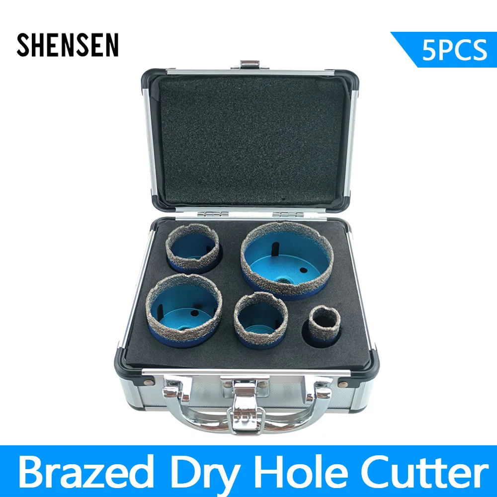 5 Pcs Dry Drill M14 Thread Brazing Hole Saw Set Porcelain Tiles Crowns Granite Marble vitrified tile Drill Bits Tools
