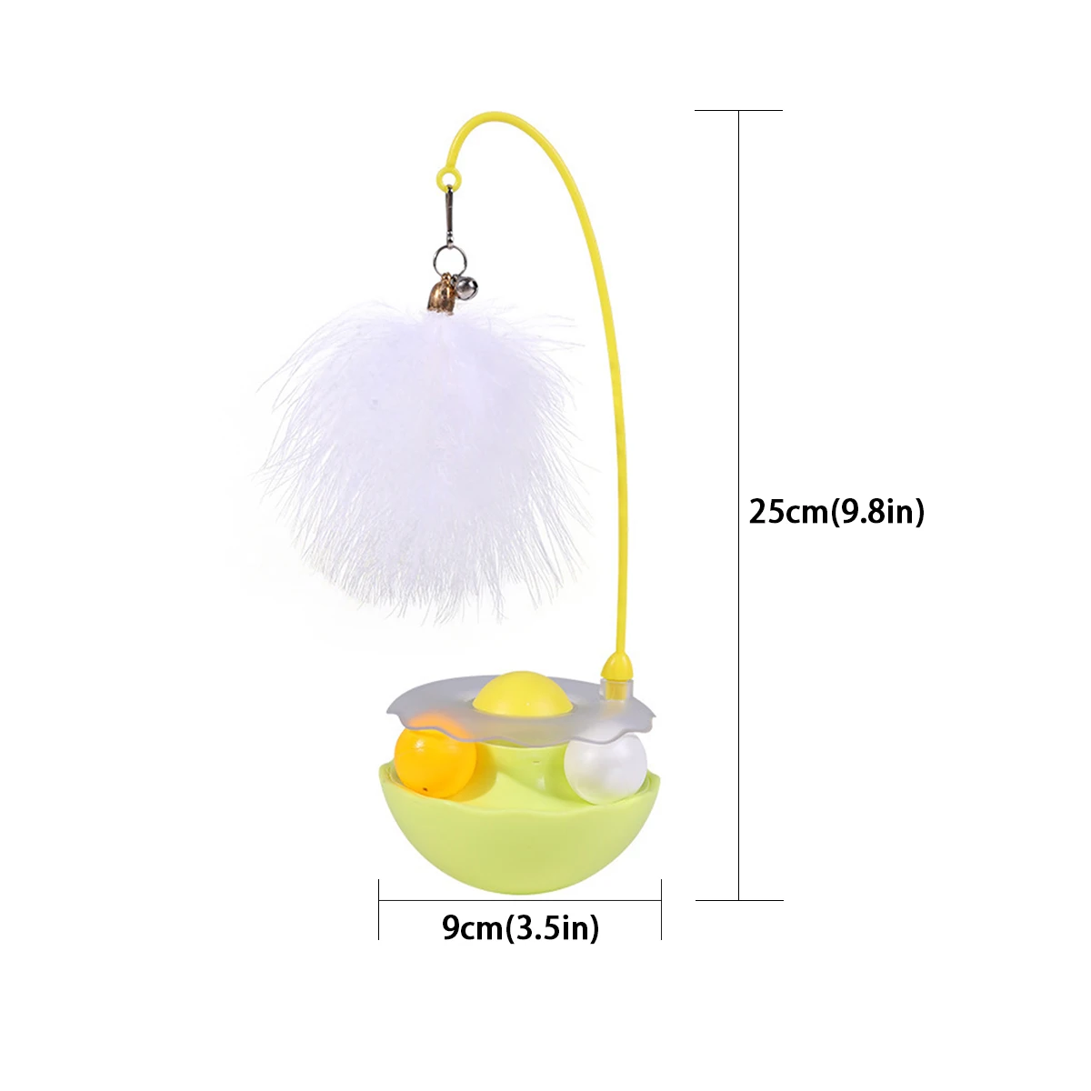 Interactive cat rolling toy ABS base with feather rolling ball anti tipping design for cat play toy