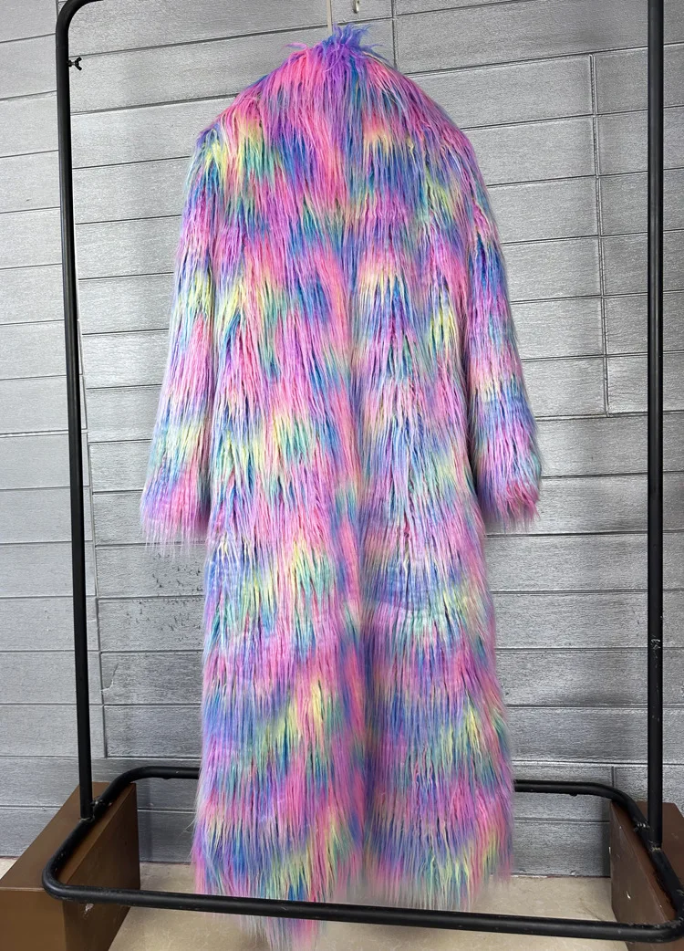 Long Colourful Faux Fur Winter Coat 20