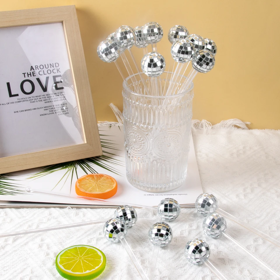 Disco Ball Drink Rührstäbchen - 20 Stück Party Deko Für Cocktails