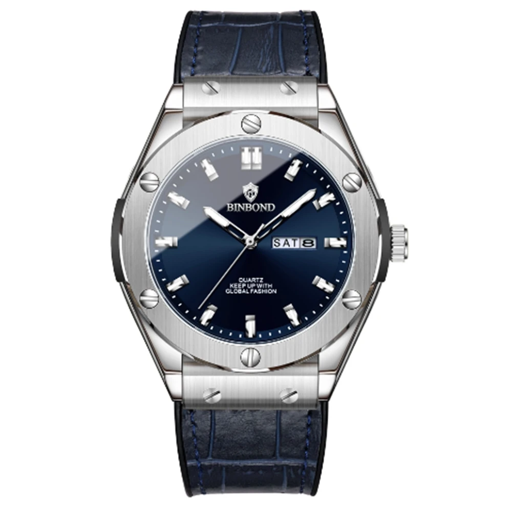 Premium Leather Men's Luxury Automatic Watch - Elegant Quartz Wristwatch