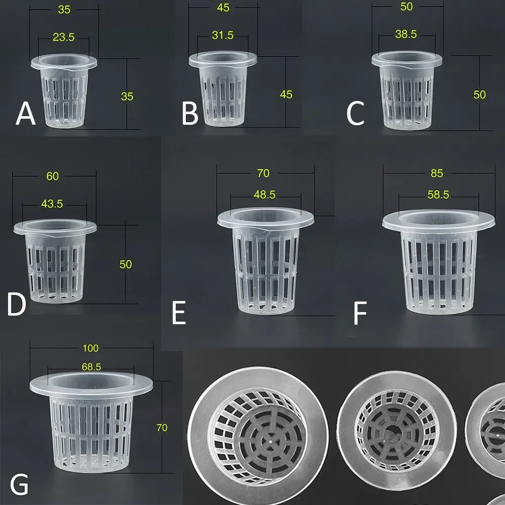 Hydroponic Colonization Mesh Pot Net Cup Basket Hydroponic Aeroponic Planting Grow Clone Nursery Plant Soilless 50Pcs
