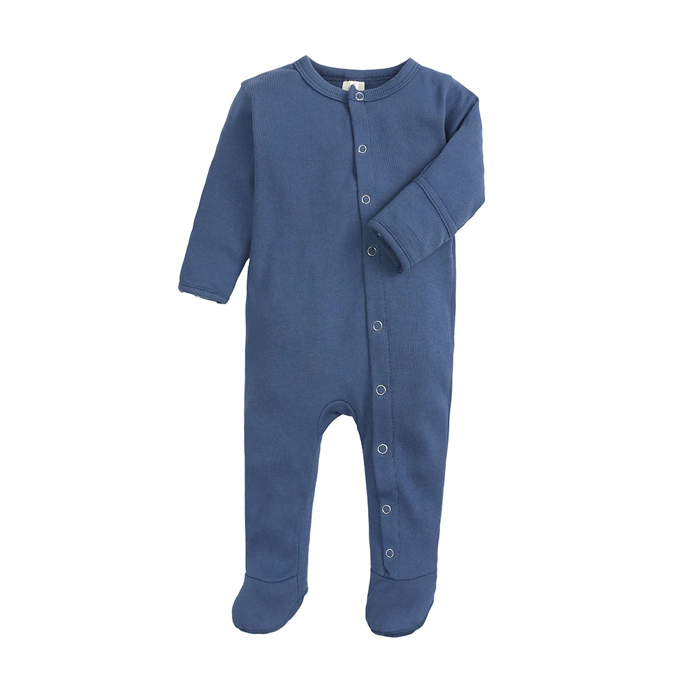 Autumn Newborn Baby Boys Girls Clothes Solid Color Jumpsuit Rompers Infant Footed Covered Bodysuit One Piece Outfits