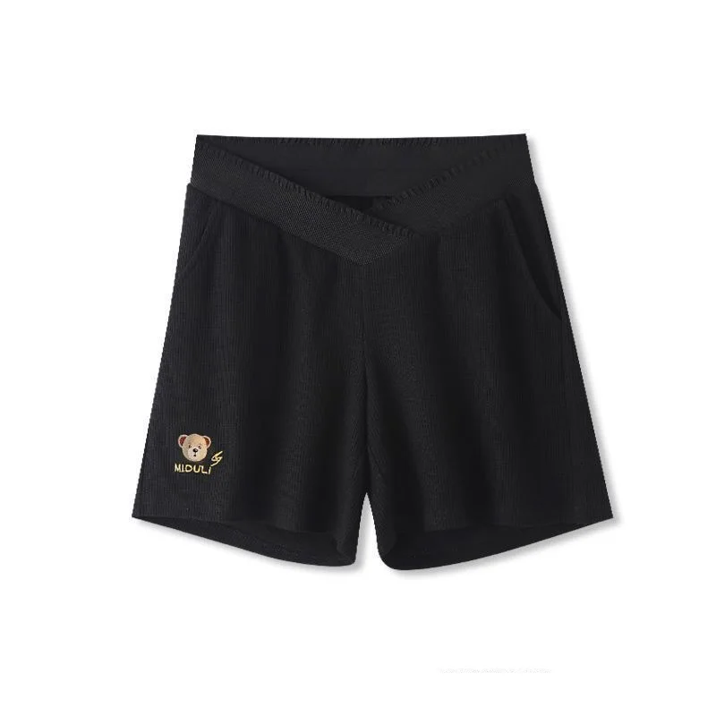 Shorts de maternidade plissado, perna larga, solto, reto, cintura baixa, roupa de barriga para gestantes, casual, verão