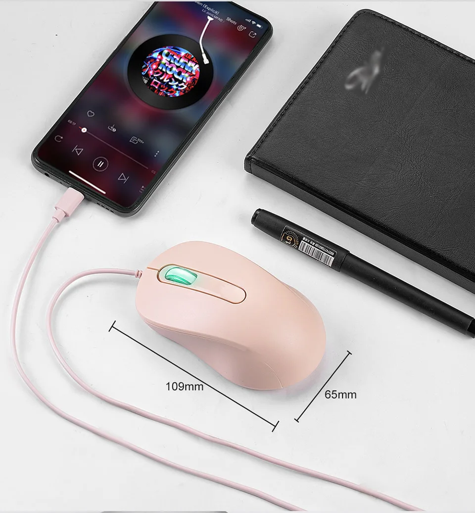 óptico ergonômico silencioso, Rolo luminoso colorido, Mouse