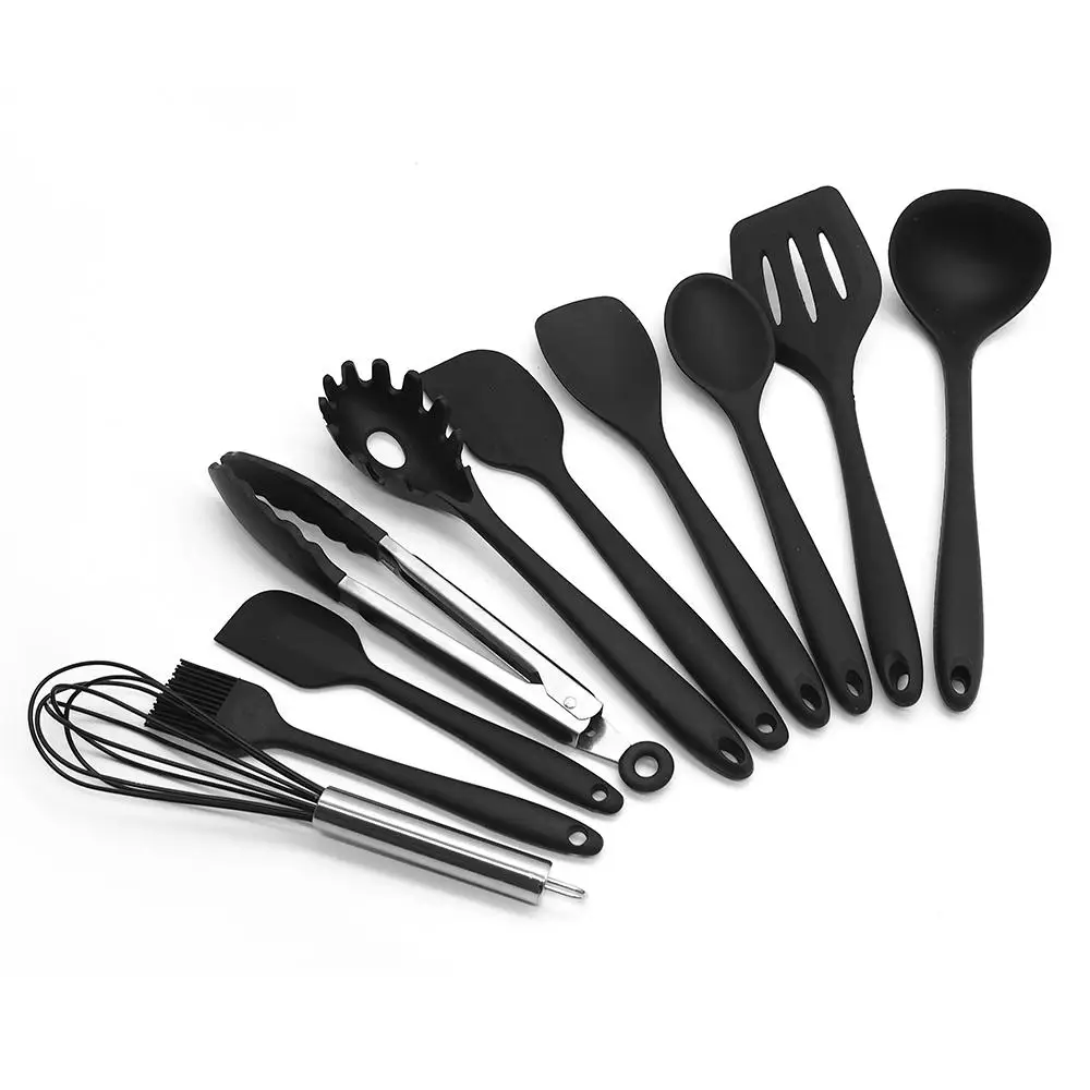 Description Picture 2 of itemLong Handle Silicone Ladle Soup Spoon Colander Ramen Noodles Tablespoons Scoop Rice Salad Stirring Spoons Kitchen Teaspoons