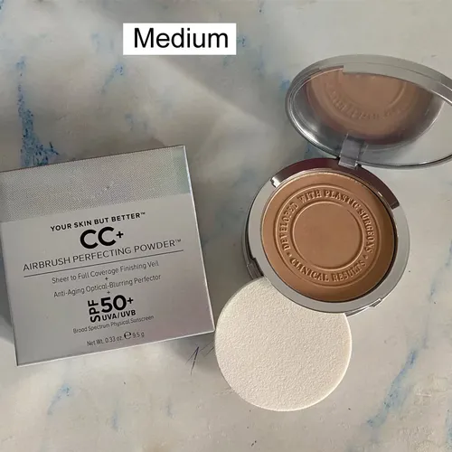 새로운 넓은 스펙트럼 물리적 자외선 차단 9.5g, 피부 개선, CC + 에어브러시 퍼펙팅 파우더, 안티에이징 옵티컬 SPF50 + UVA/UVB 6